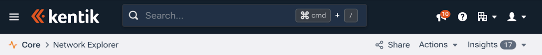 A typical NavBar and Subnav in the Kentik portal.